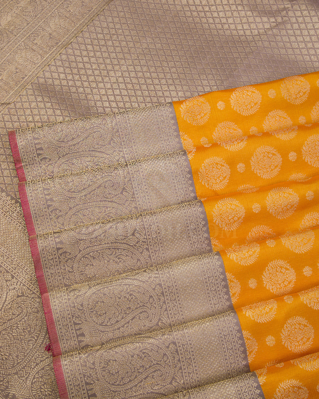 Mild Orange & Grey Kanjivaram Silk Saree - S592 - View 5