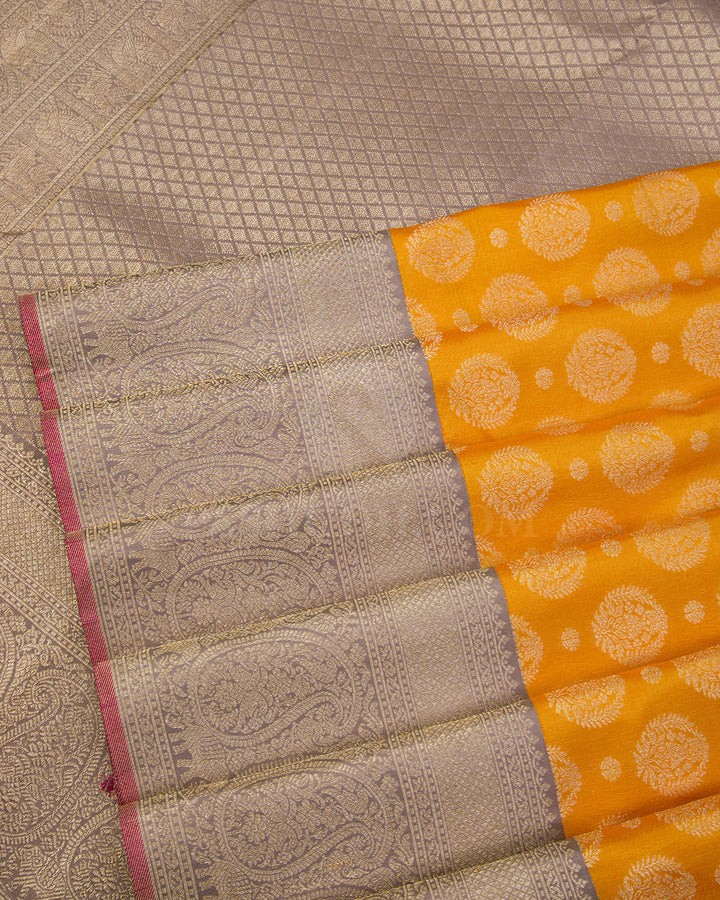 Mild Orange & Grey Kanjivaram Silk Saree - S592 - View 5