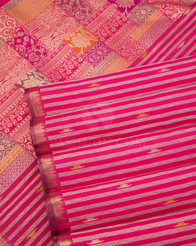 Punch Pink Kanjivaram Silk Saree - S595 - View  5