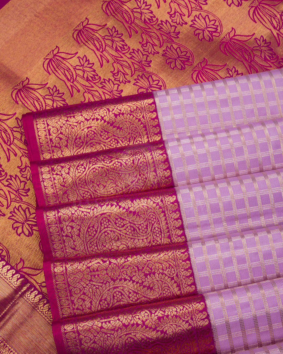 Lavender and Magenta Kanjivaram Silk Saree - S597 - View 5
