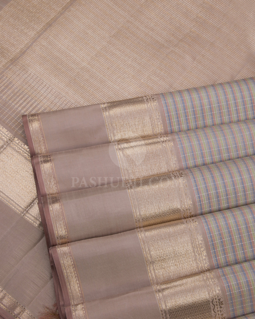 Pastel Ivory Pure Zari Kanjivaram Silk Saree - S677 - View 5