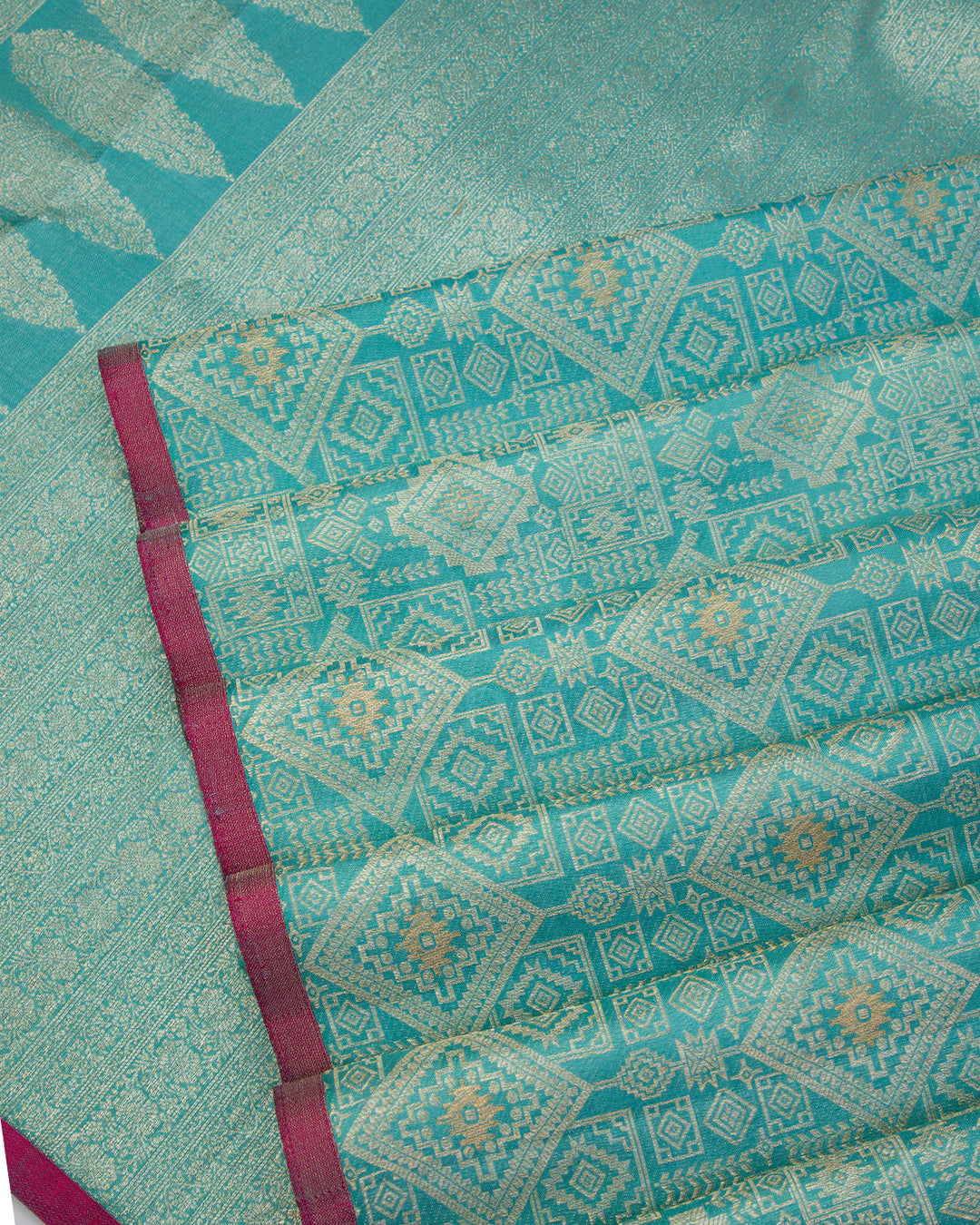 Sky Blue and Maroon Pure Zari Kanjivaram Silk Saree  View 5