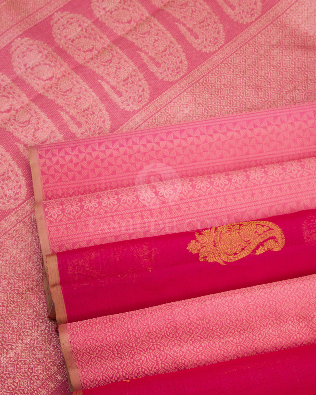 Pink and Red Kanjivaram Silk Saree - S684 - View 5