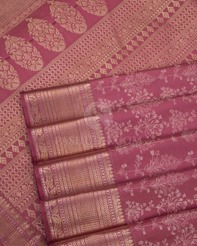 Rouge Pink Kanjivaram Silk Saree - D411 - View 4