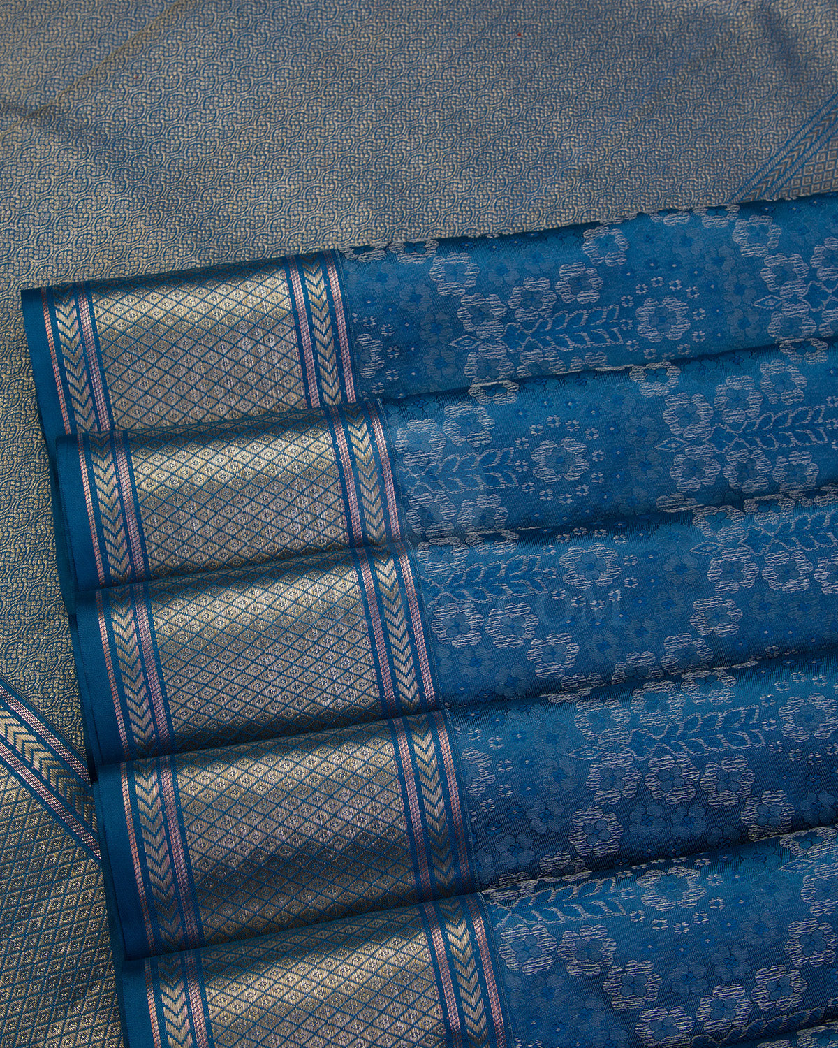 Cobalt Blue Kanjivaram Silk Saree - DT171 view 4