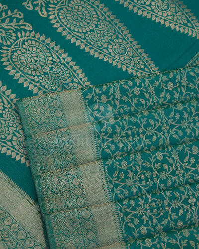 Peacock Green Kanjivaram Silk Saree - D422 - View 4