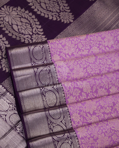 Lavender and Purple Kanjivaram Silk Saree - S680- View 5