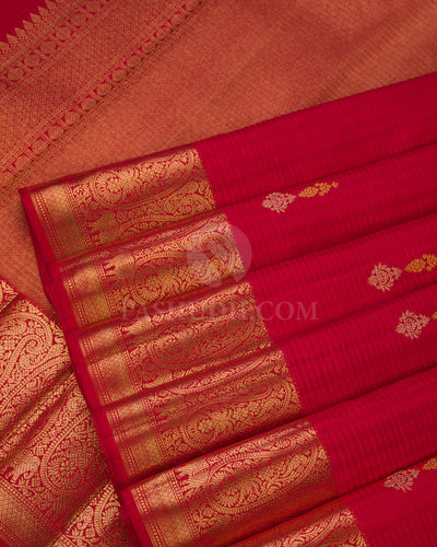 Red Pure Zari Kanjivaram Silk Saree - S652 - View 5