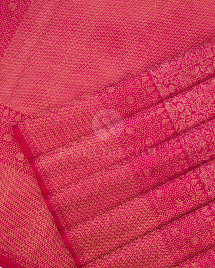 Rani Pink Pure Zari Kanjivaram Silk Saree - S632 -V iew 4
