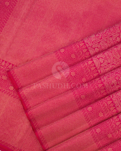 Rani Pink Pure Zari Kanjivaram Silk Saree - S632 -V iew 4