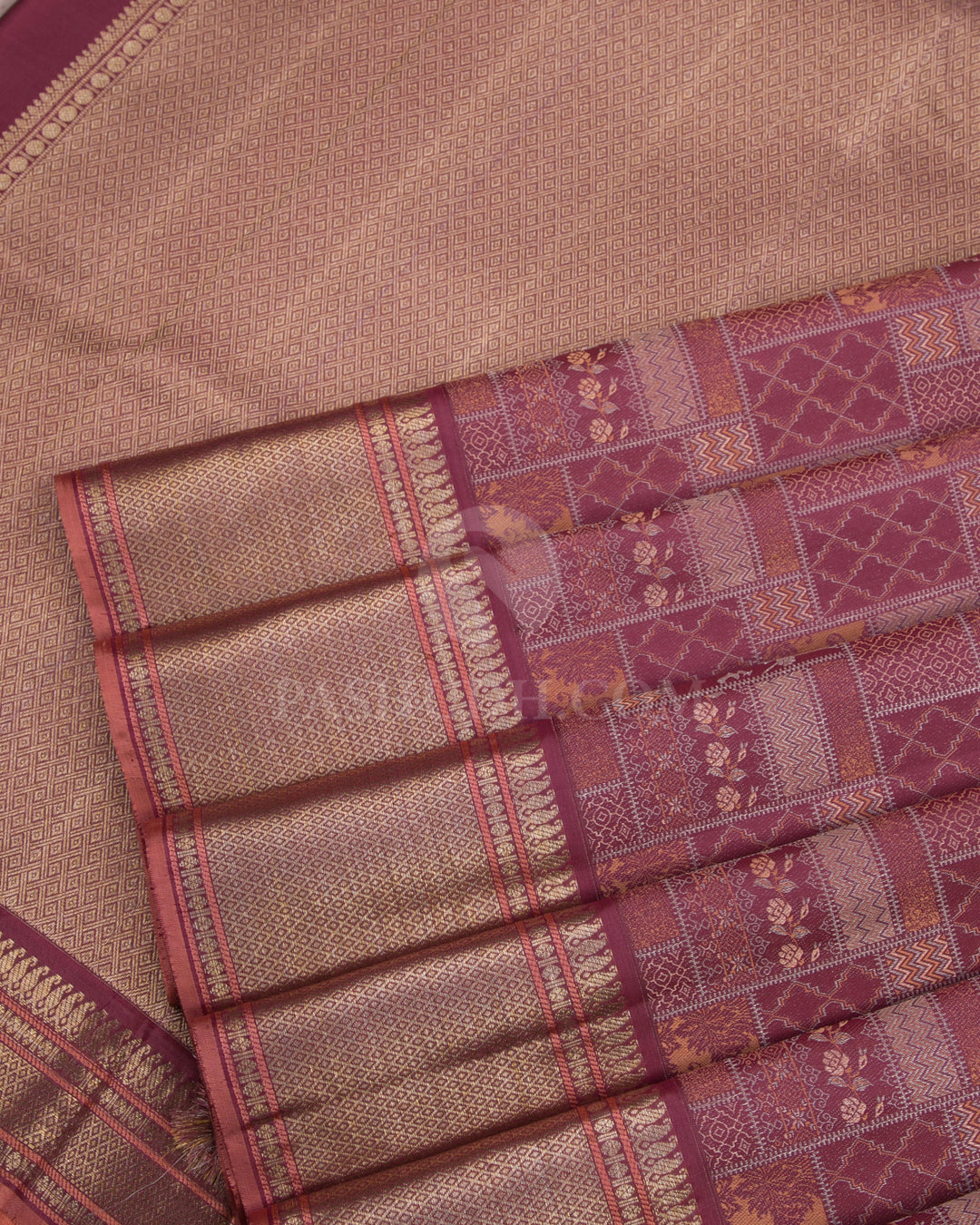 Mauve Kanjivaram Silk Saree - DJ170 - View 4