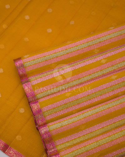 Yellow and Pink Kanjivaram Silk Saree - S658 - View 5