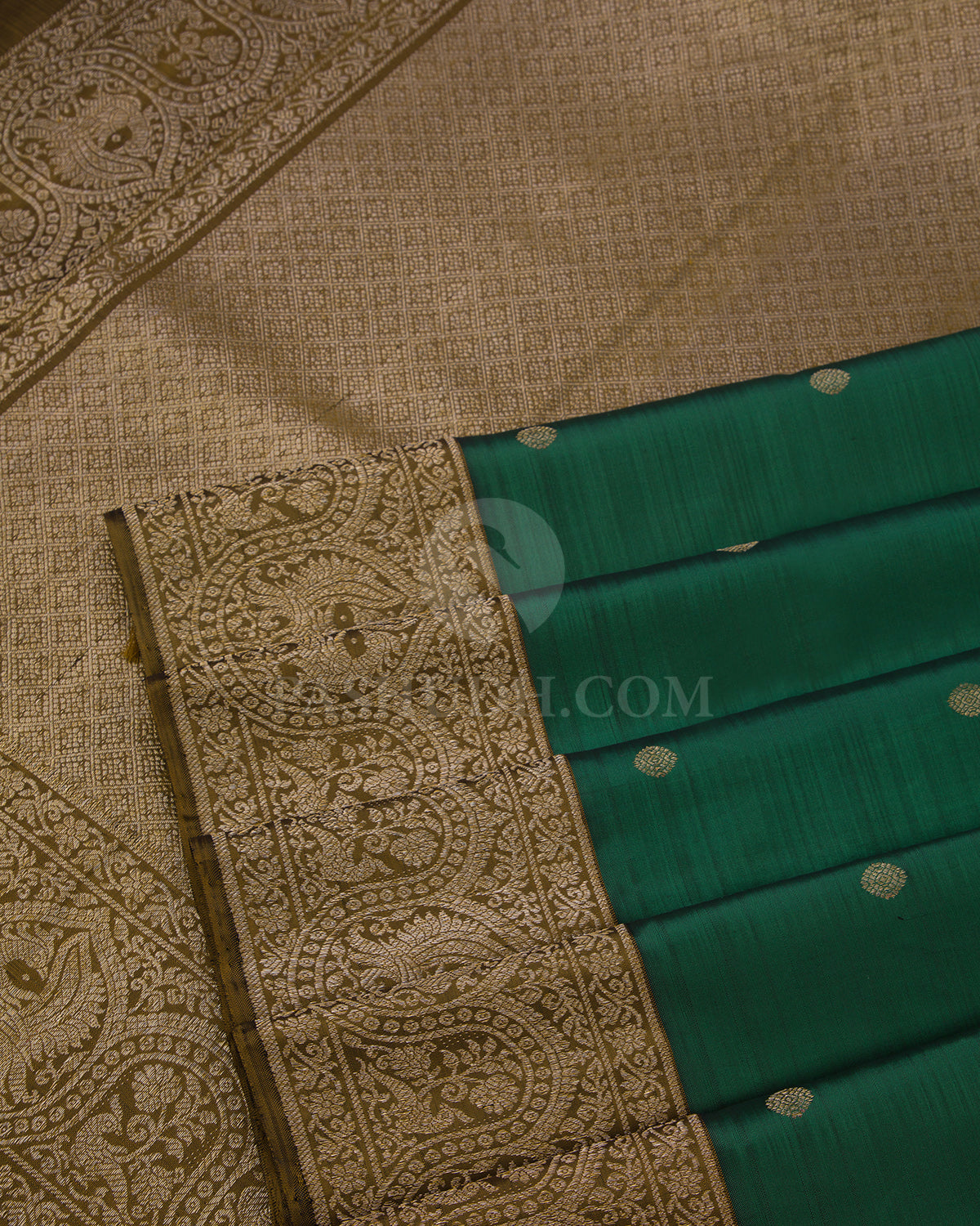 Deep Green Kanjivaram Silk Saree - S631 -V iew 5