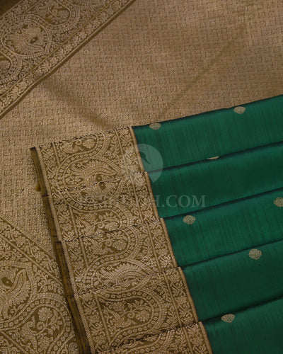 Deep Green Kanjivaram Silk Saree - S631 -V iew 5