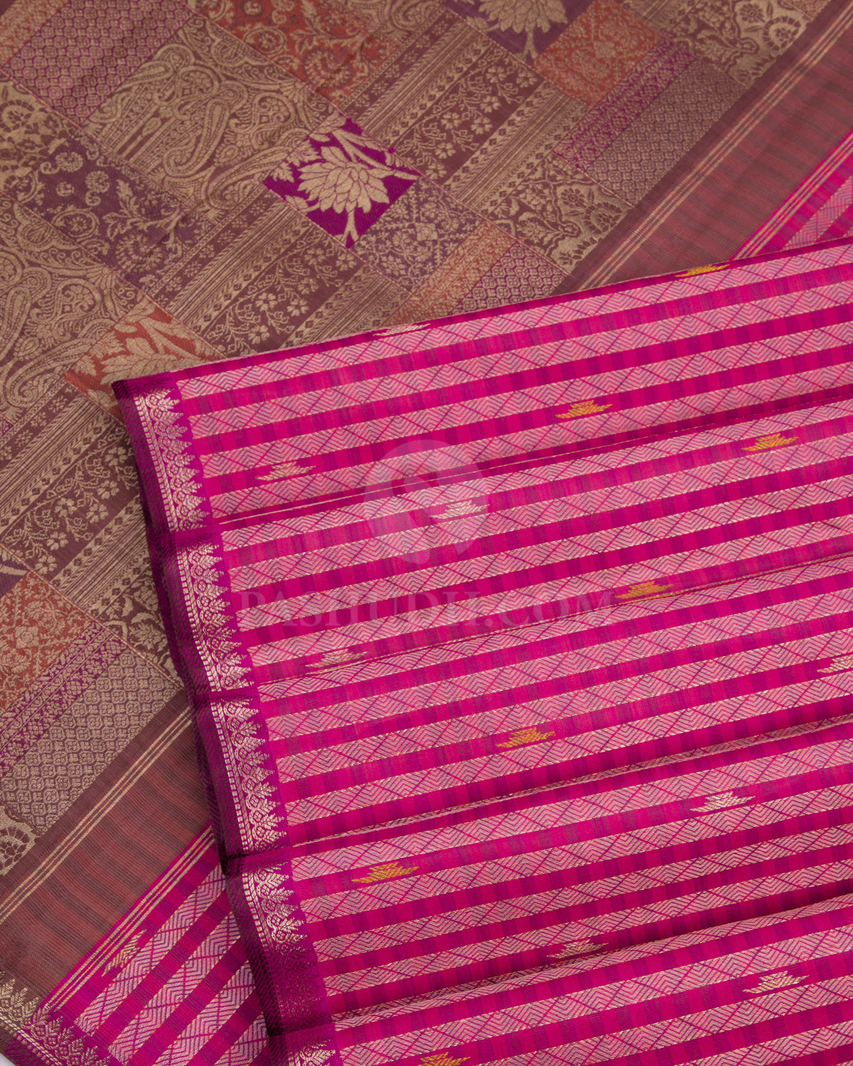 Rani Pink and Brown Pure Zari Kanjivaram Silk Saree - S683 - View 5