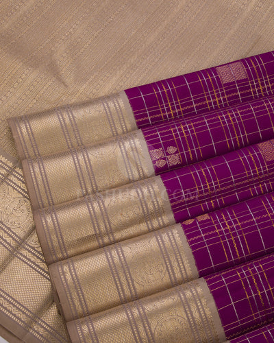 Purple and Grey Kanjivaram Silk Saree - S583- View 5
