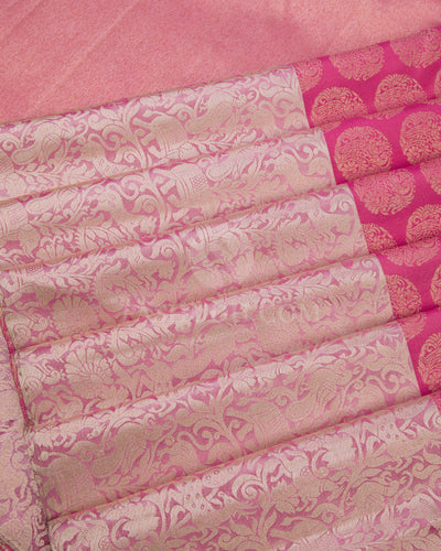 Bright Pink  Pure Zari Vanasingaram Kanjivaram Silk Saree - S649 - View 5