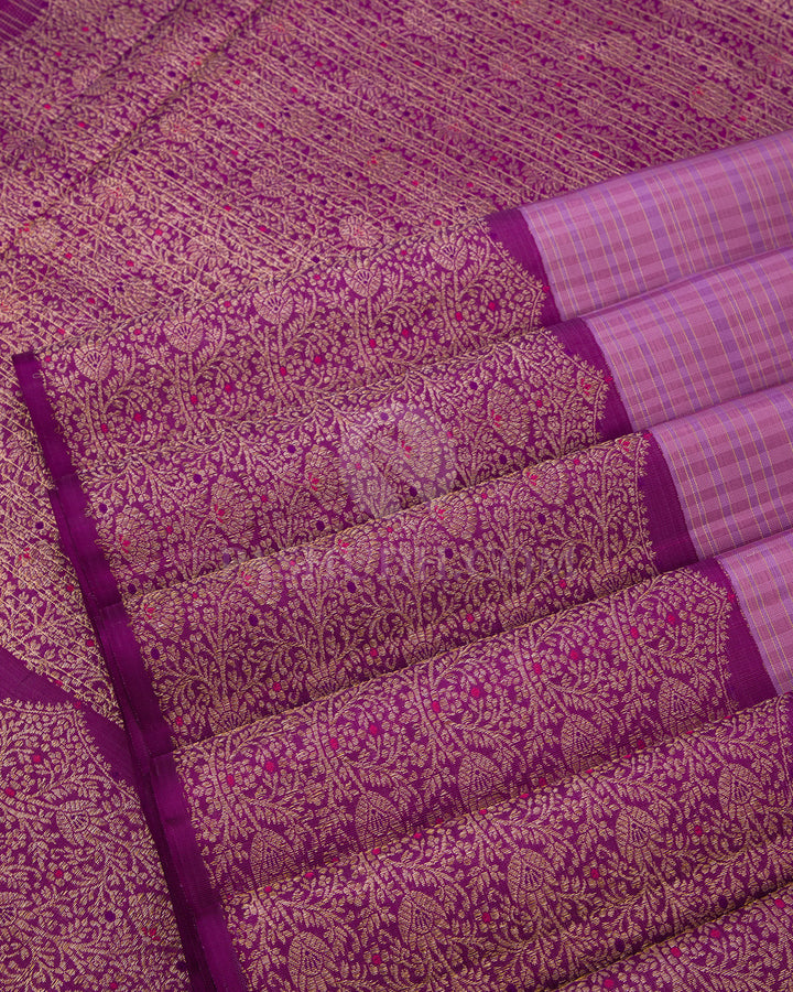 Lavender and Violet Pure Zari Kanjivaram Silk Saree - S660 - View 5