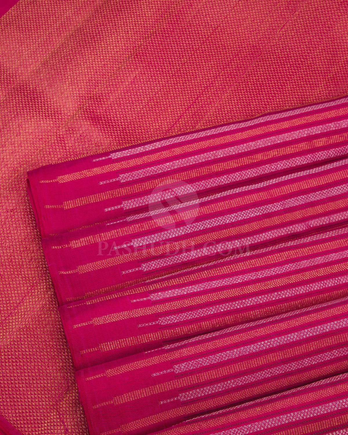Bright Pink Kanjivaram Silk Saree - S674 - View 5