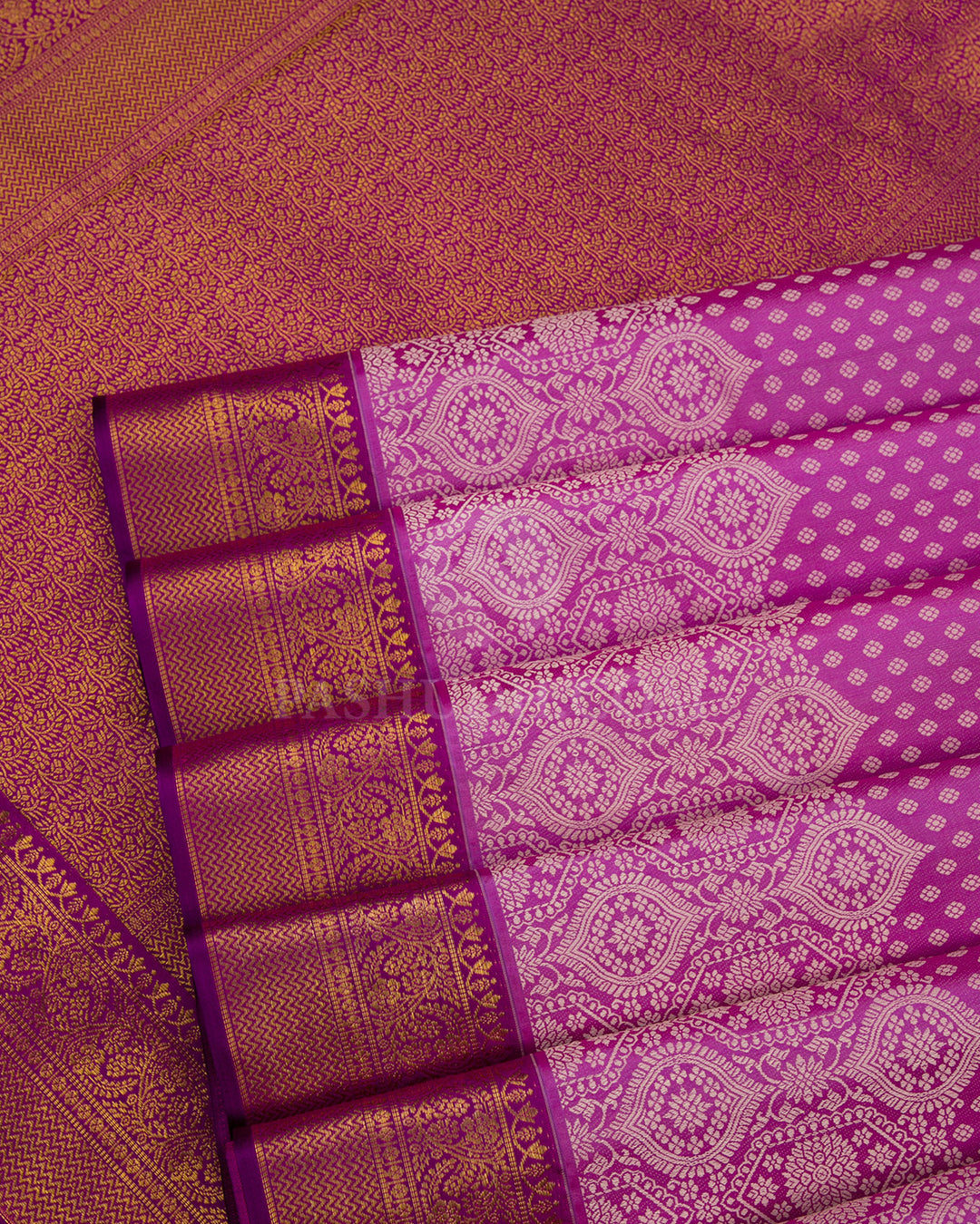 Pastel Violet and Deep Violet Kanjivaram Silk Saree - D404 - View 4