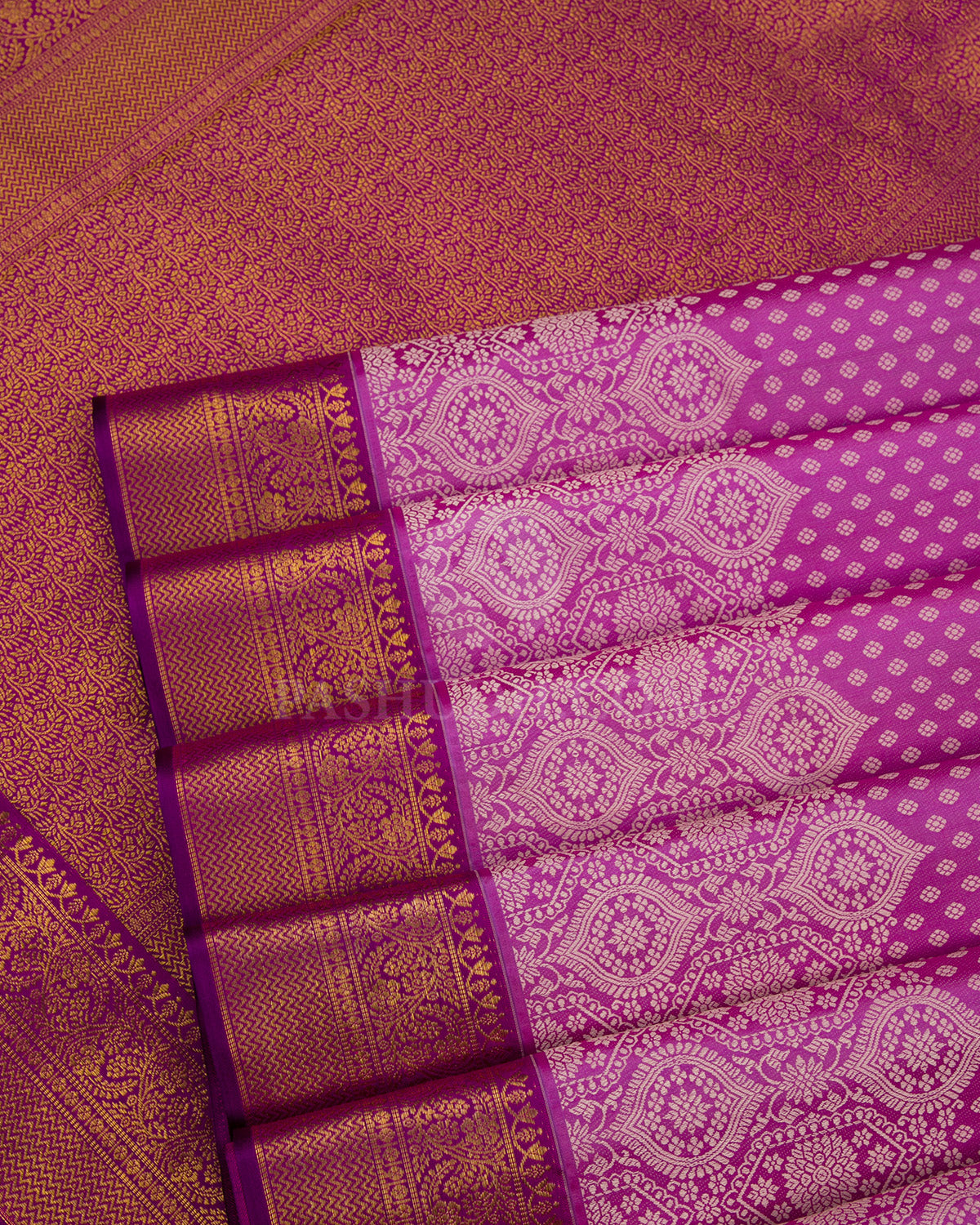 Pastel Violet and Deep Violet Kanjivaram Silk Saree - D404 - View 4