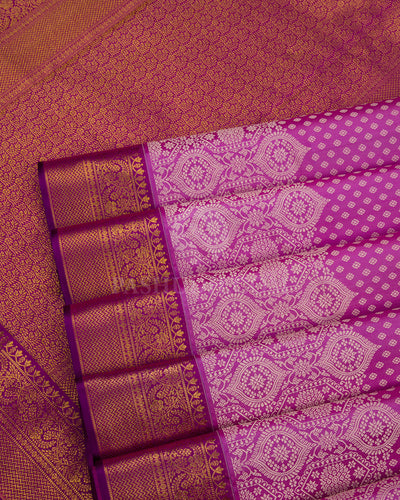 Pastel Violet and Deep Violet Kanjivaram Silk Saree - D404 - View 4