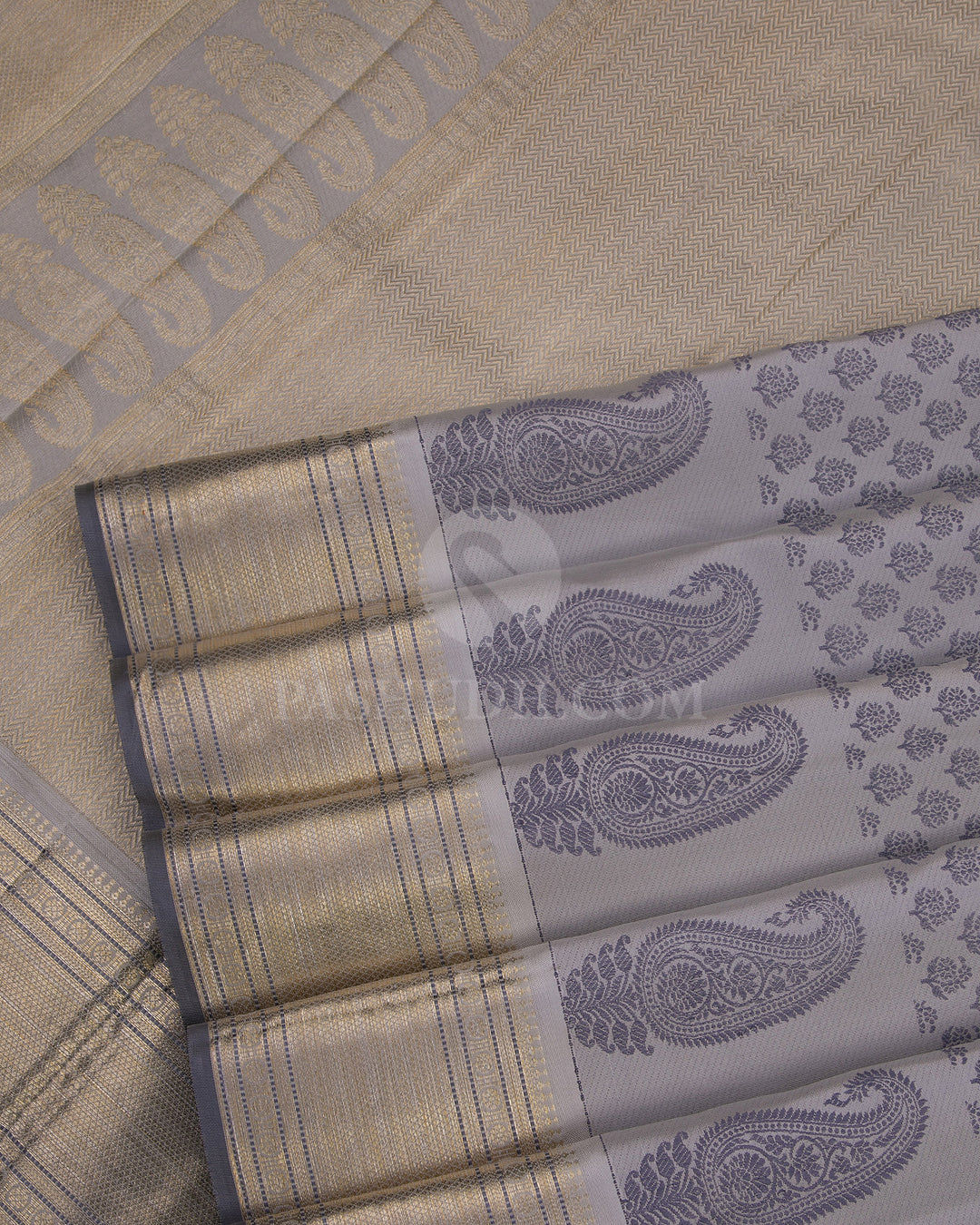 Silver and Grey Kanjivaram Silk Saree - DJ176 -V iew 4