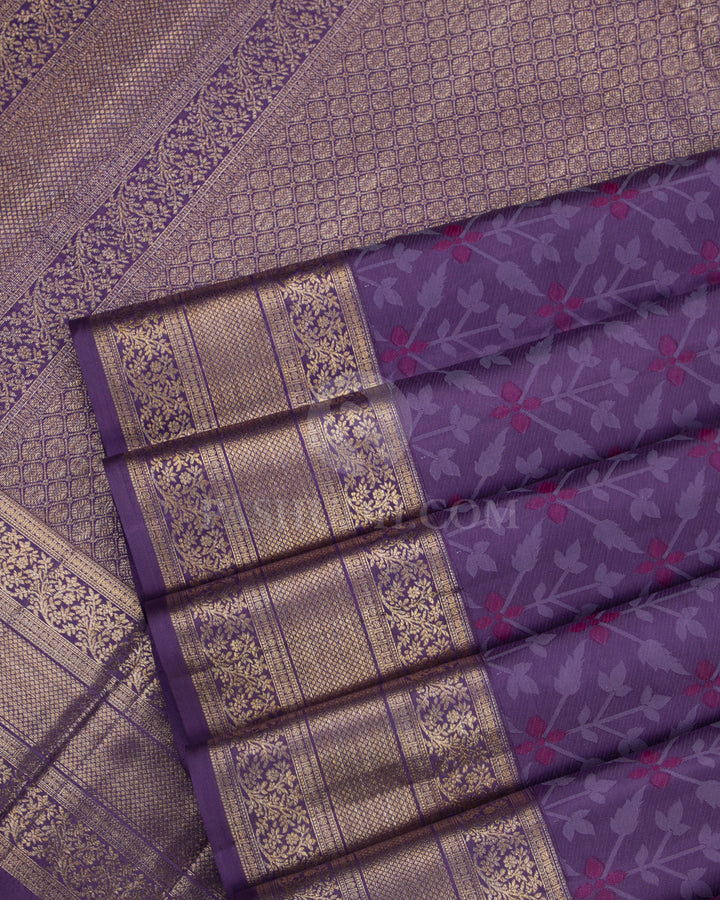 Mauve Kanjivaram Silk Saree - DJ174 - View 4