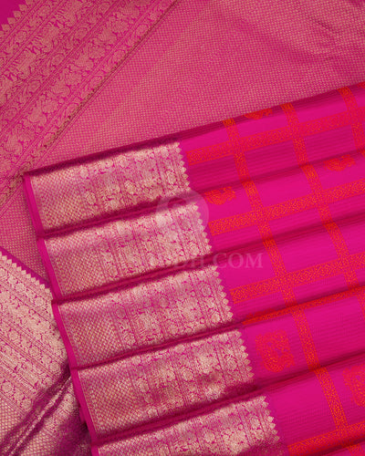 Ruby Pink Kanjivaram Silk Saree - D407 - View 3