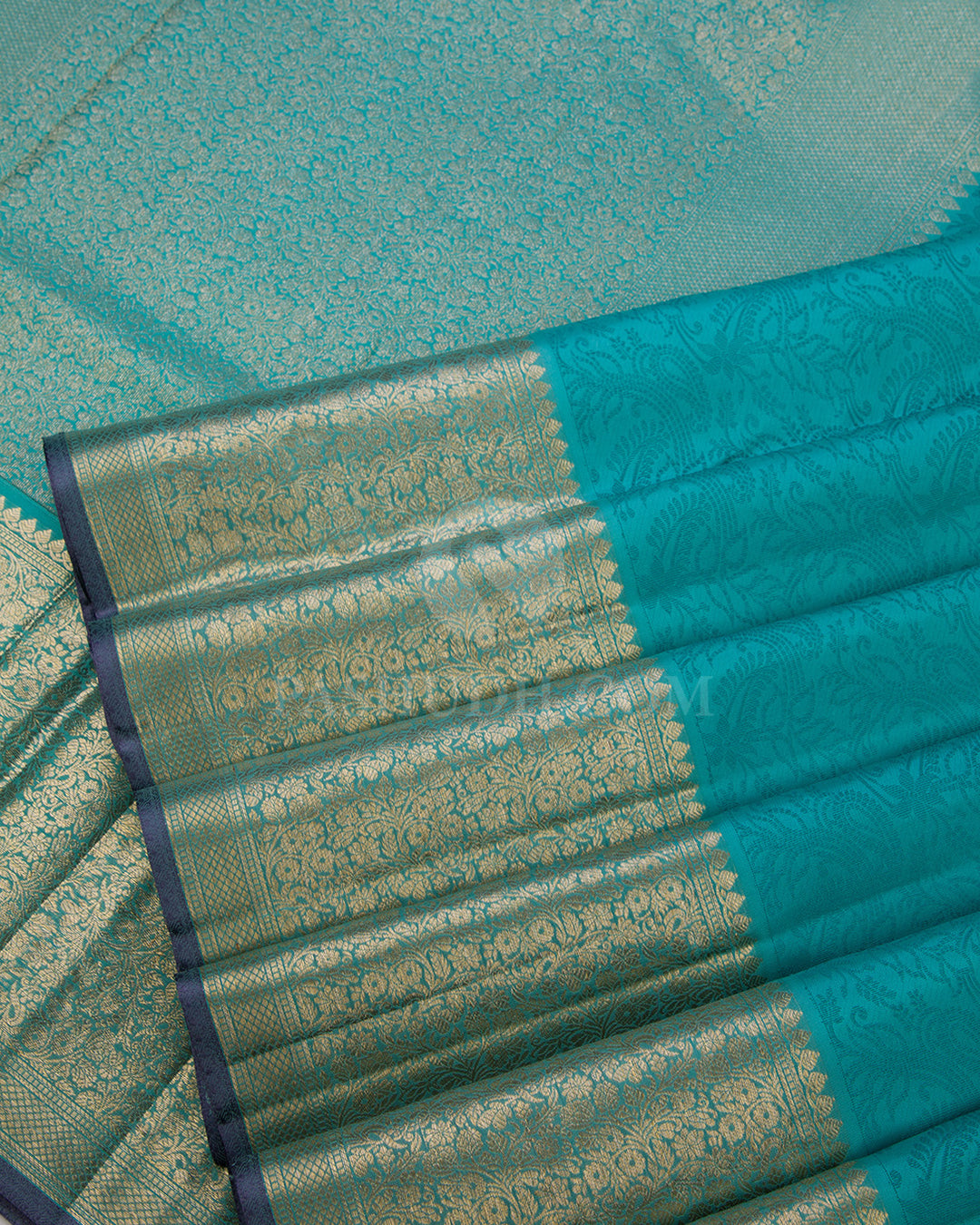 Teal Kanjivaram Silk Saree - DJ157 View 4