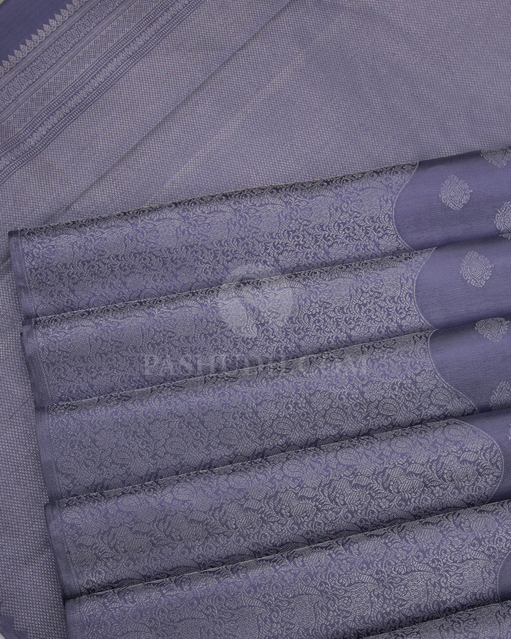 Silver Grey Kanjivaram Silk Saree - D412 - View 4