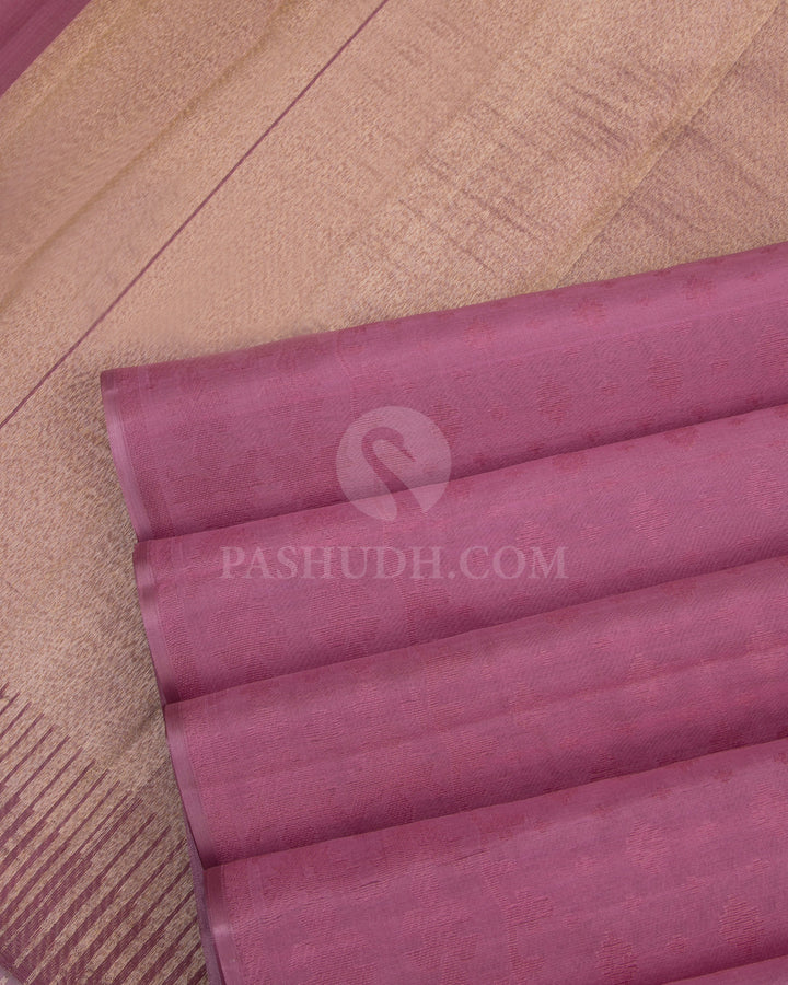 Mauve Organza - Kanjivaram Silk Saree - DJ177 - View 4