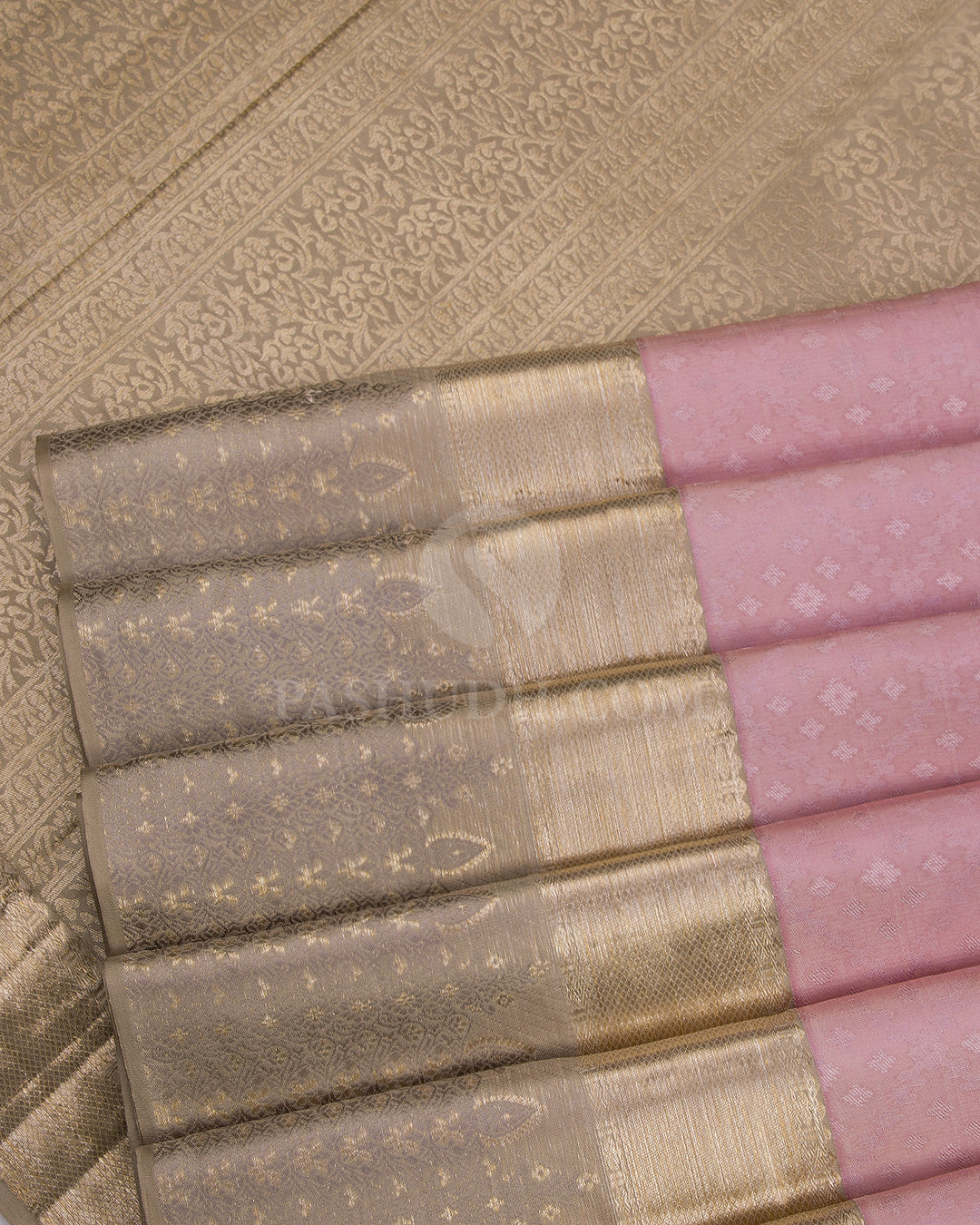 Mild Pink and Grey Kanjivaram Silk Saree - D413 - View 4