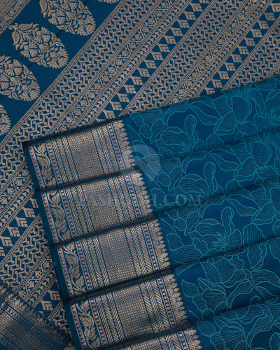 Cobalt Blue Kanjivaram Silk Saree - D421 - View 4