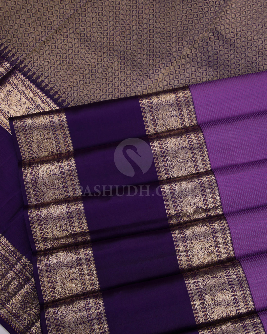 Deep Lavender Kanjivaram Silk Saree - D403 - View 4