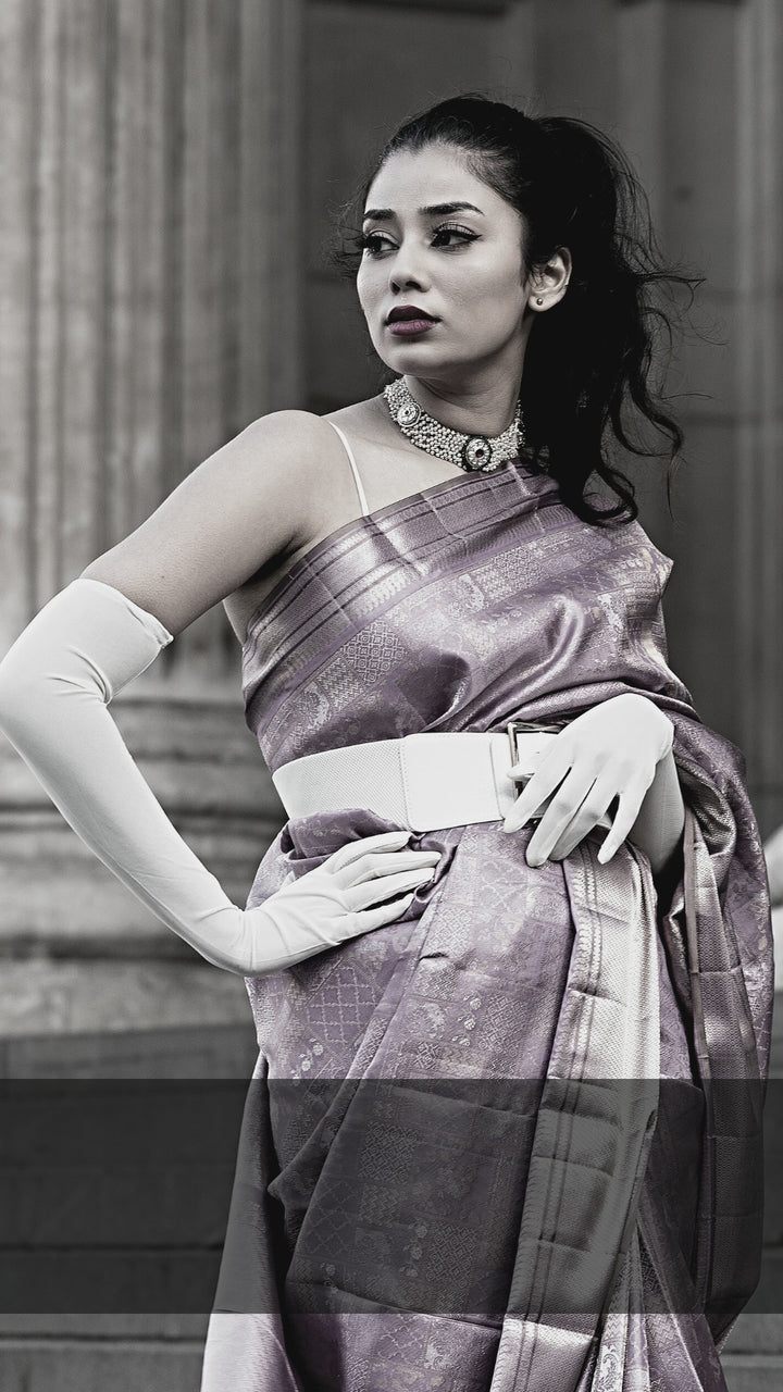Lavender Kanjivaram Silk Saree - DJ143