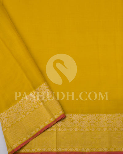 Turquoise - Yellow Kanjivaram Silk Saree  - S312 - View 4
