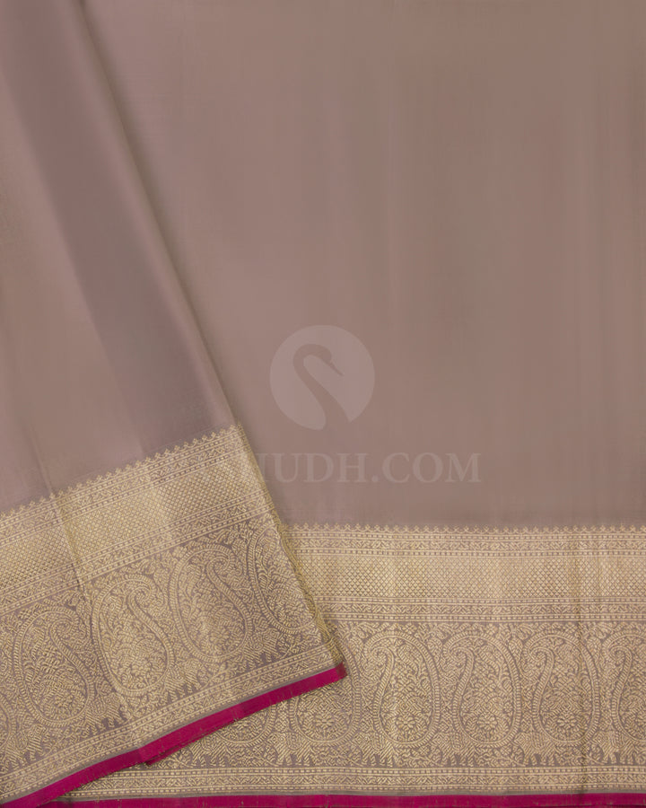 Mild Orange & Grey Kanjivaram Silk Saree - S592 - View 4