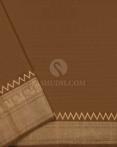 Mango Yellow and Brown Kanjivaram Silk Saree - S573 - View 3