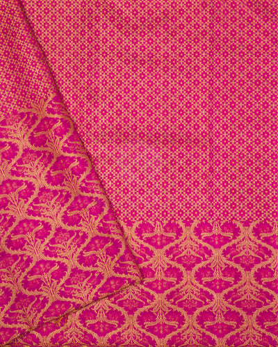 Yellow and Pink Kanjivaram Silk Saree - S585, view 4
