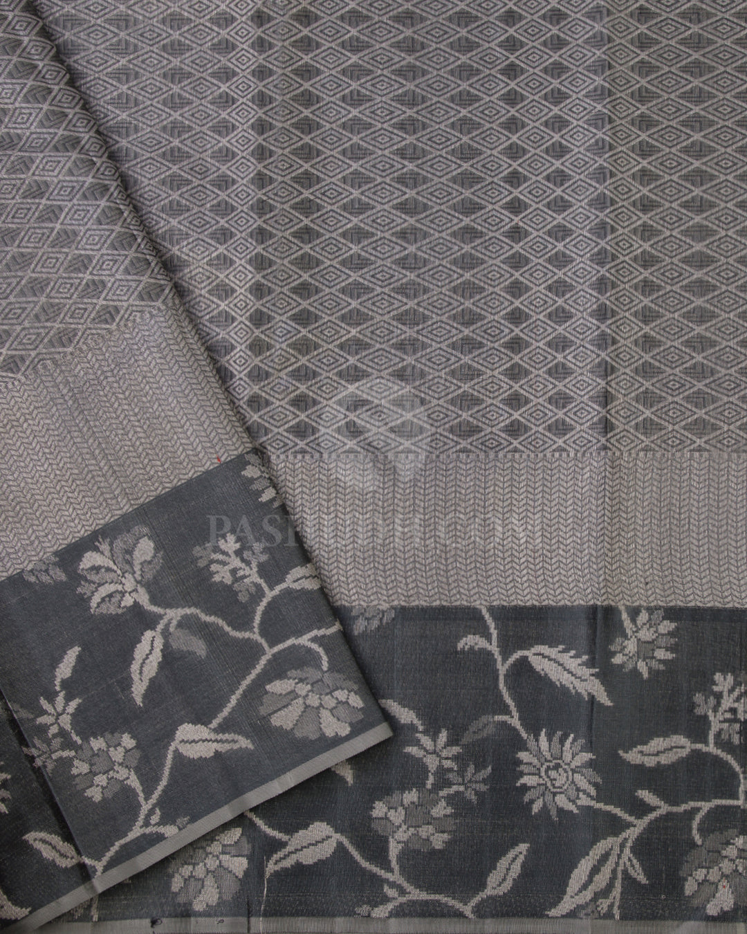 Old Rose and Deep Grey Kanjivaram Silk saree - DT180 View 3