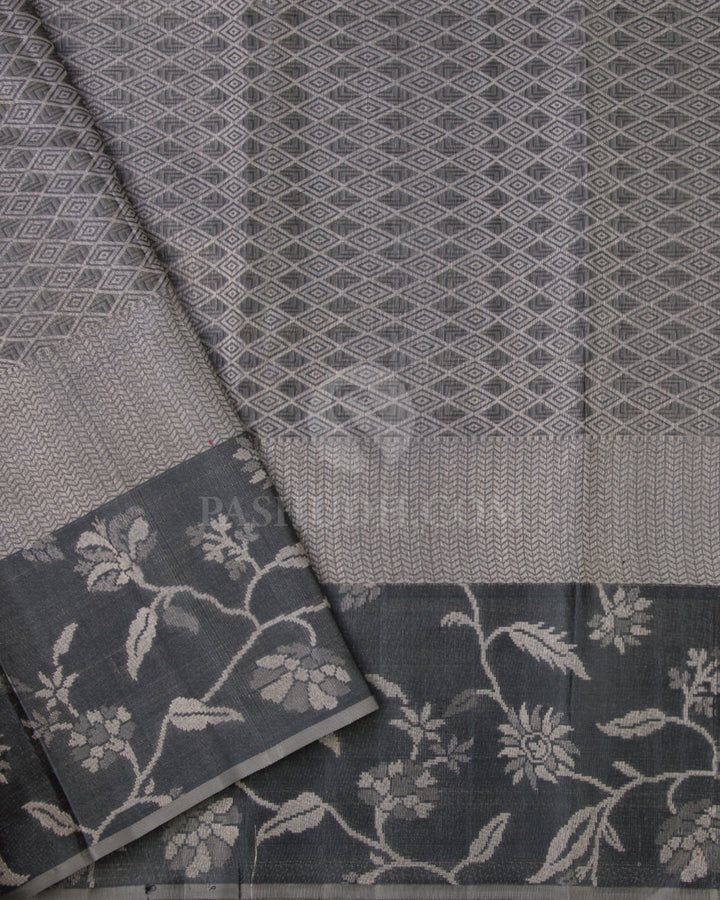 Old Rose and Deep Grey Kanjivaram Silk saree - DT180 View 3