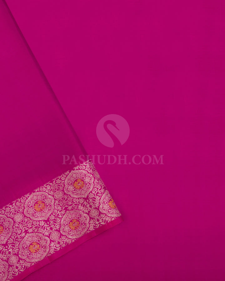 Orange shot Pink and Magenta Pure Zari Kanjivaram Silk Saree - S650 - View 4