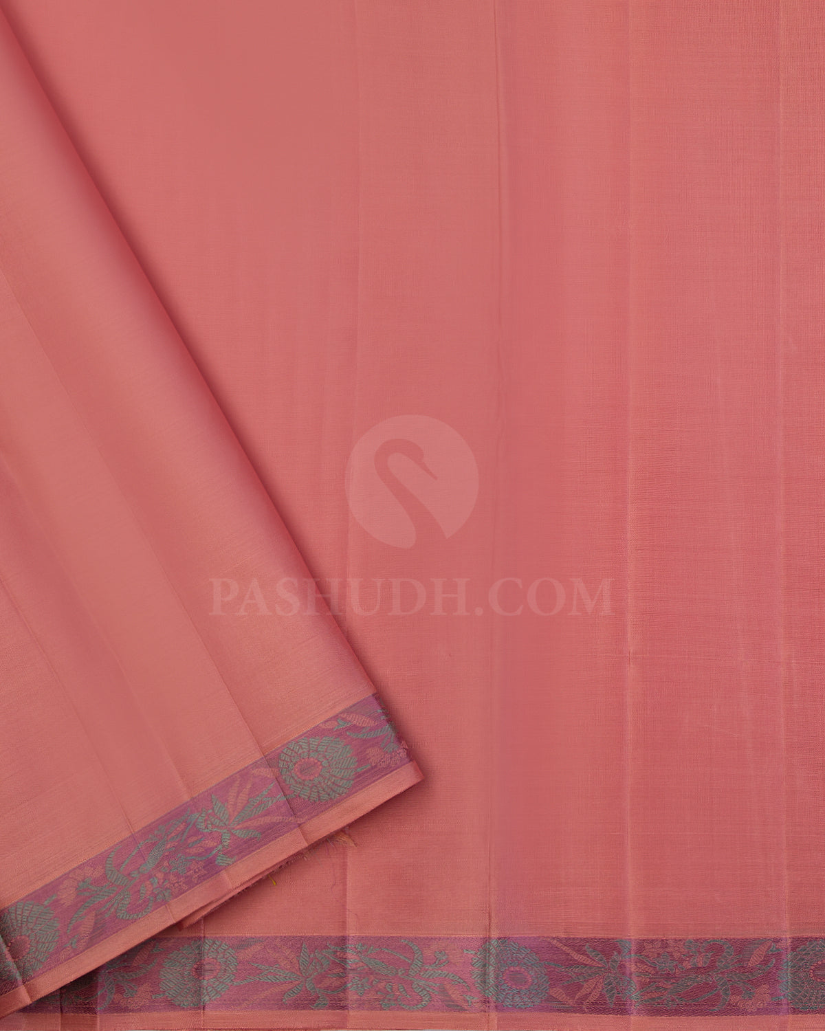 Peachy Pink Kanjivaram Silk Saree - DJ141 view 3
