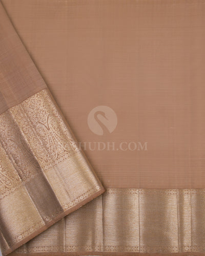 Anandha Blue and Khaki Pure Zari Kanjivaram Silk Saree - S688 - View 4