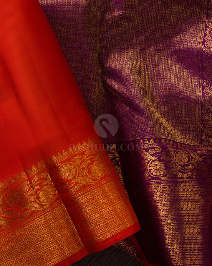 Violet kanjivaram Silk Saree - DJ160 View 3