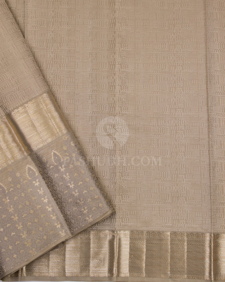 Mild Pink and Grey Kanjivaram Silk Saree - D413 - View 3
