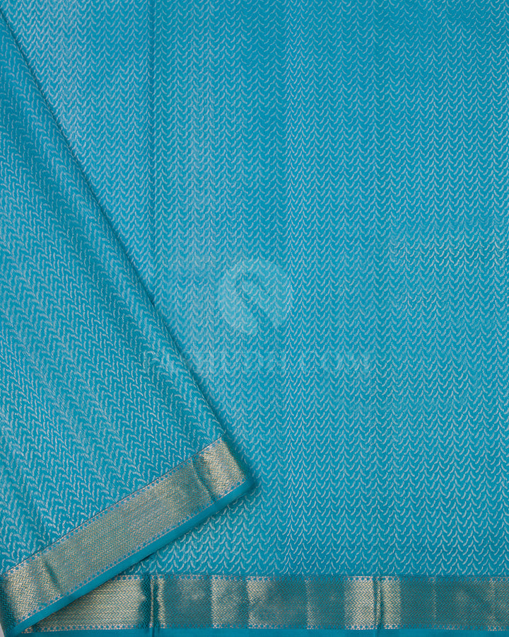 French Blue Kanjivaram Silk Saree - D402 View 3