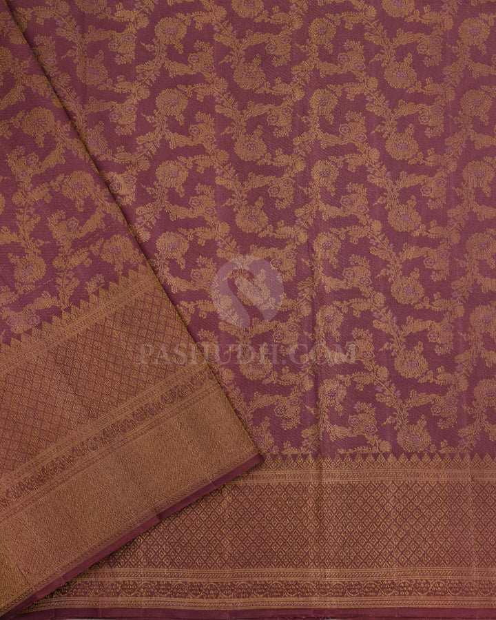 Gold and Chocolate Brown Kanjivaram Silk Saree - DJ166 - View 3