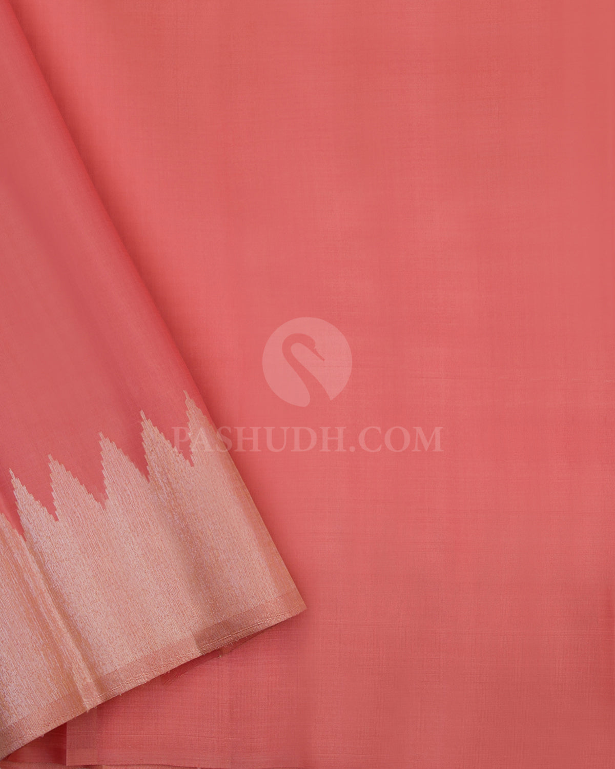 Peachy Pink Pure Zari Organza - Kanjivaram Silk Saree - S686 - View 4